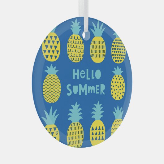 Leuk ananas  Kaart ontwerp Glas Ornament (Voorkant Rechts)