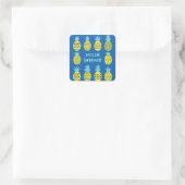 Leuk ananas Kaart ontwerp Vierkante Sticker (Tas)