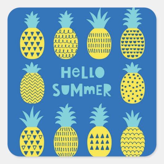 Leuk ananas Kaart ontwerp Vierkante Sticker (Voorkant)