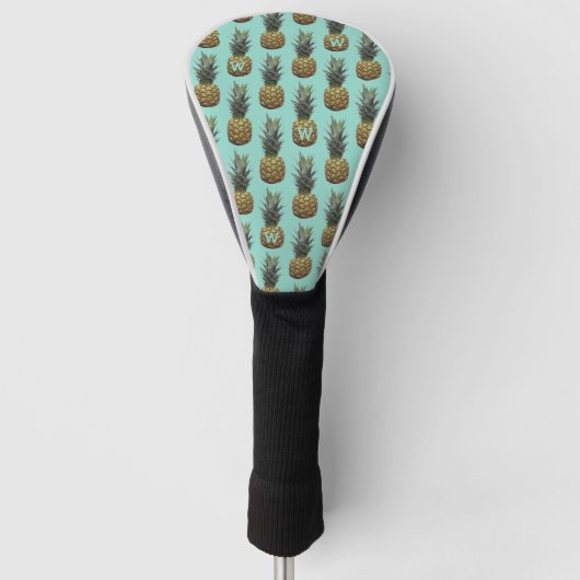 Leuk ananas patroon Monogram Robin Ei Blauw Golfheadcover (Voorkant)