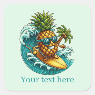 Leuk Ananas strandsurfen tekst toevoegen Vierkante Sticker