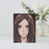 Leuk anime meisje met bruin haar en blauwe ogen briefkaart (Staand voorkant)