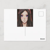 Leuk anime meisje met bruin haar en blauwe ogen briefkaart (Achterkant)