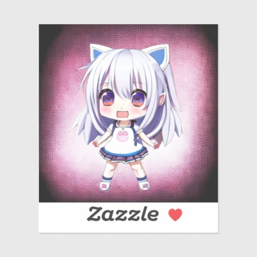 Leuk anime meisje met kat oren hoofdband sticker (Vel)