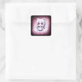 Leuk anime meisje met kat oren hoofdband vierkante sticker (Tas)