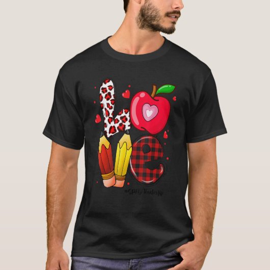 LEUK Appel Hart SPED Leraar Leven Valentijnsdag T-shirt (Voorkant)