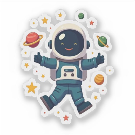 Leuk astronaut ontwerp sticker (Voorkant)