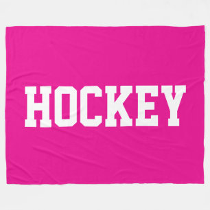 Leuk atletisch vet wit HOCKEY tekst op helder roze Fleece Deken