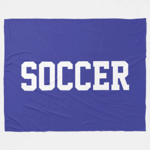 Leuk atletisch vet wit VOETBAL tekst op diepblauw Fleece Deken