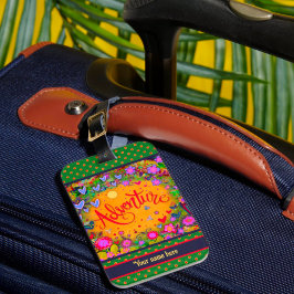 Leuk Avontuur Gepersonaliseerde naam Floral Bagagelabel