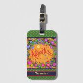 Leuk Avontuur Gepersonaliseerde naam Floral Bagagelabel (Voorkant (verticaal))