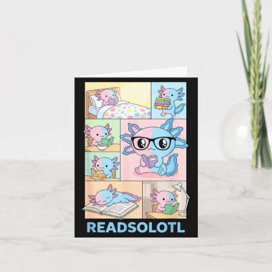 Leuk axolotl boek liefhebber grappig lezen kaart (Voorkant)