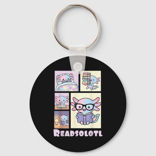 Leuk axolotl boek liefhebber grappig lezen sleutelhanger (Voorkant)