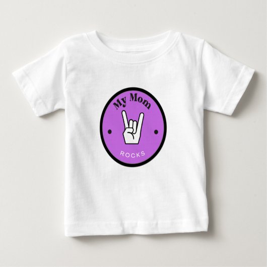 Leuk! Baby Fine Jersey T-shirt - Mijn moeder ROCKS (Voorkant)