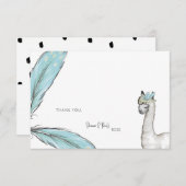 Leuk Baby shower Boho Llama Wit Bedankkaart (Voorkant / Achterkant)