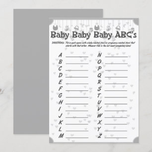 leuk baby shower unisex abc spel kaart