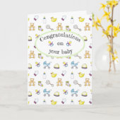 Leuk baby showerpatroon kaart (Gele Bloem)