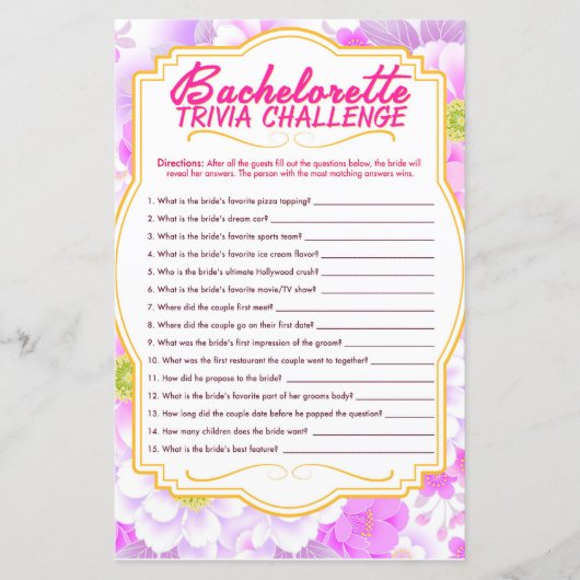 leuk Bachelorette-spel Papier (Voorkant)