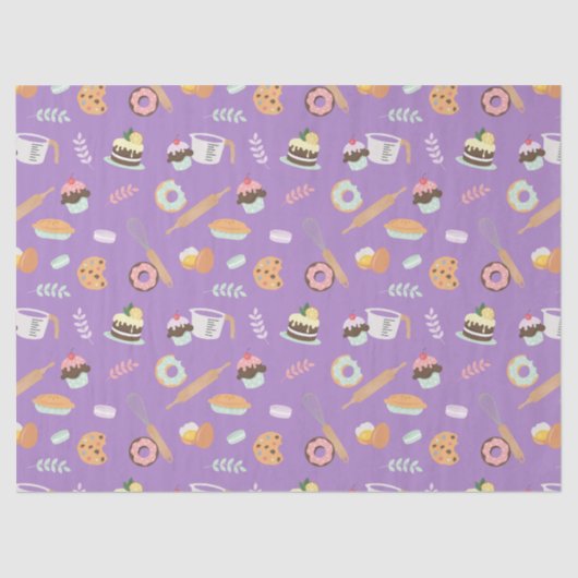 Leuk bakgereedschap & snoep Bakkerij Patroon Tissuepapier (Voorkant)