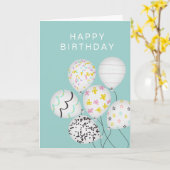 leuk ballonfeest blije verjaardag gevouwen kaart (Gele Bloem)