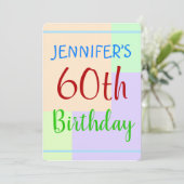 Leuk, Basic "60th Birthday" Uitnodiging voor verja (Staand voorkant)