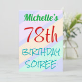 Leuk, Basic "78th BIRTHDAY SOIREE" Uitnodiging (Staand voorkant)