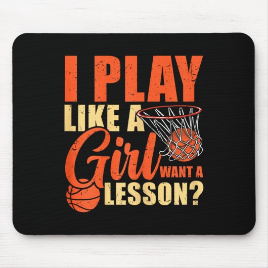 Leuk basketbal Ik speel als een meisje Muismat (Voorkant)