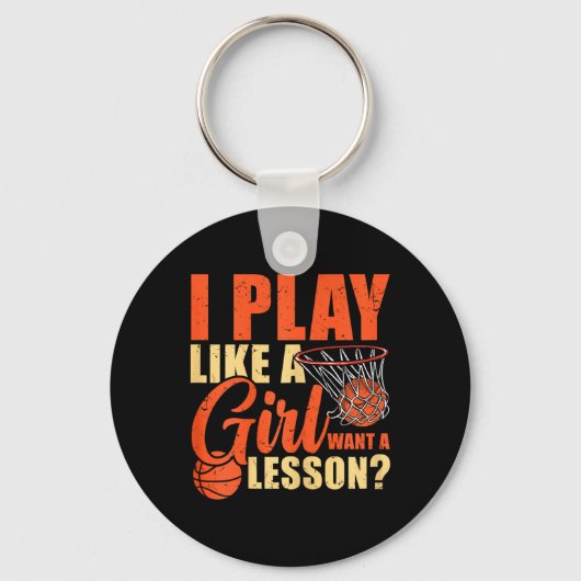 Leuk basketbal Ik speel als een meisje Sleutelhanger (Voorkant)