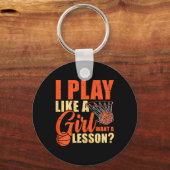 Leuk basketbal Ik speel als een meisje Sleutelhanger (Voorkant)