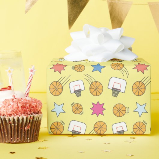 Leuk basketbal patroon cadeaupapier (Verjaardagsfeest)
