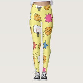 Leuk basketbal patroon - Geel Leggings