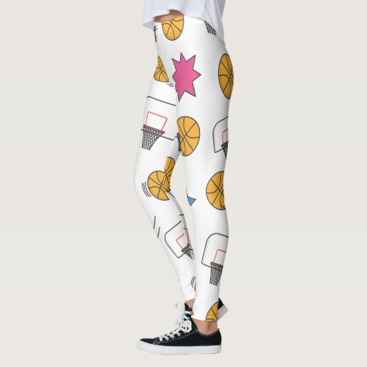 Leuk basketbal patroon - Wit Leggings (Links)