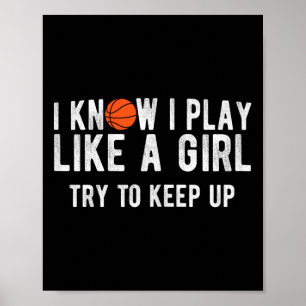 Leuk basketbal spelen als een meisje bal poster