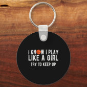 Leuk basketbal spelen als een meisje bal sleutelhanger (Voorkant)