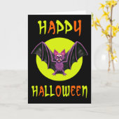 Leuk Bat Halloween Feest Kaart (Gele Bloem)