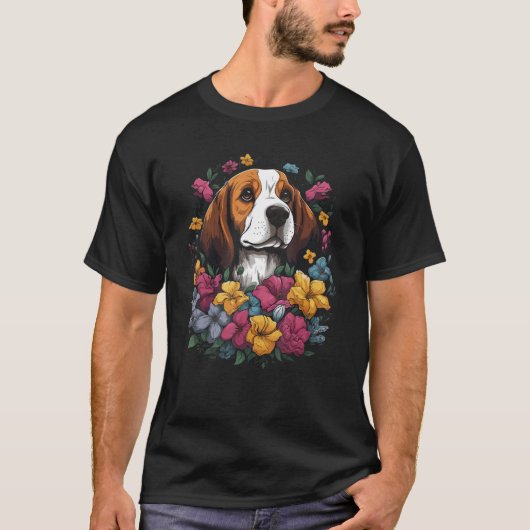Leuk Beagle Bloem Boeket T-shirt (Voorkant)