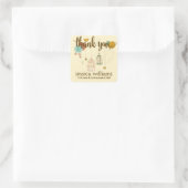 Leuk bedankje ontwerp bruiloft vogels & bloemen vierkante sticker (Tas)