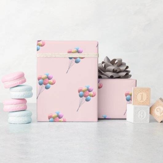 Leuk Beer & Ballonnen Meisje Cadeaupapier (Baby Shower)