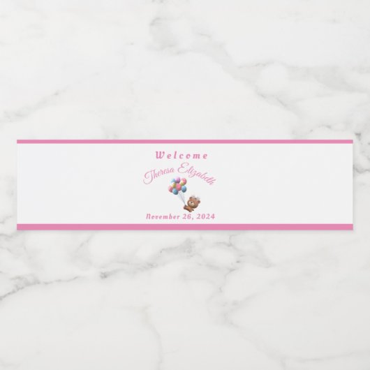 Leuk Beer & Ballonnen Meisje Waterfles Etiket (Enkel label)