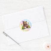 Leuk Beer Bloemen Dank u Beary Veel gepersonalisee Ronde Sticker (Envelop)