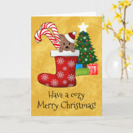 Leuk Beer Candy Cane Christmas Stocking Kaart