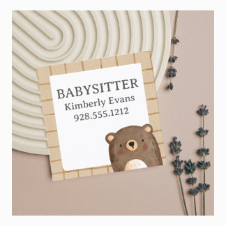 Leuk beer cartoon patroon babysitter vierkante visitekaartje