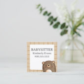 Leuk beer cartoon patroon babysitter vierkante visitekaartje (Staand voorkant)