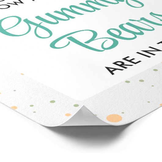 Leuk Beer Cub Baby shower Gummy Beer Guessing spel Poster (Hoek)