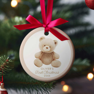 Leuk Beer Eerste Kerstmis Foto Ornament