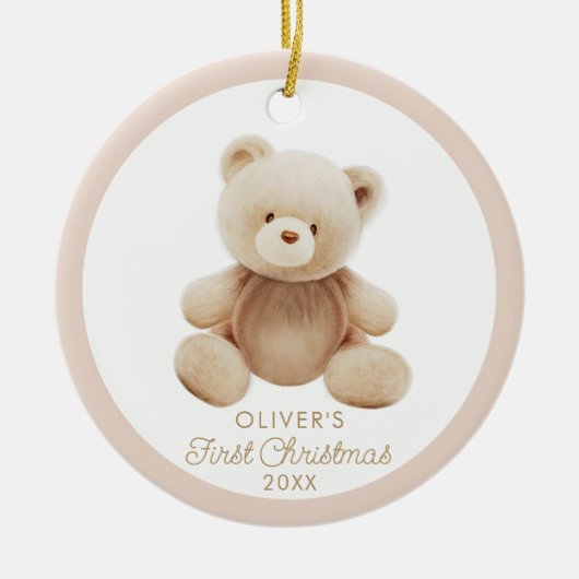 Leuk Beer Eerste Kerstmis Foto Ornament (Voorkant)