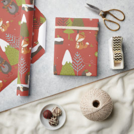 Leuk Beer, Fox, & Hedgehog Kinder Vakantie Grappig Cadeaupapier