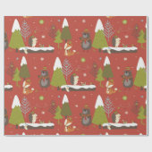 Leuk Beer, Fox, & Hedgehog Kinder Vakantie Grappig Cadeaupapier (Vlak)