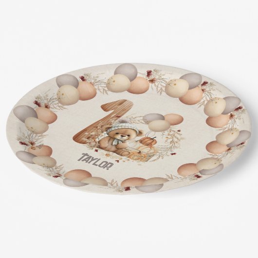 Leuk Beer Herfst Beary 1st Verjaardagspapier Borde Papieren Bordje (Gekanteld)