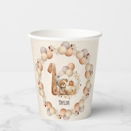 Leuk Beer Herfst Beary 1st Verjaardagspapier Cups Papieren Bekers